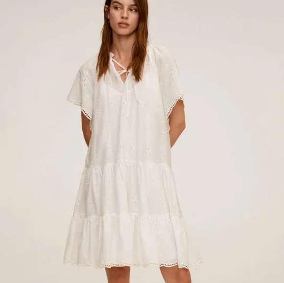 🔥Last 1🔥MANGO Embroidered cotton flare dress - Picture 4 of 8
